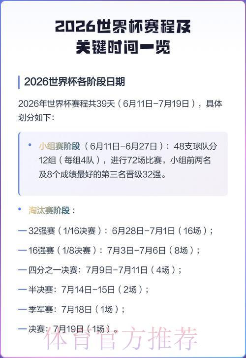 2026世界杯备战：预选赛完整赛程时间表正式公布
